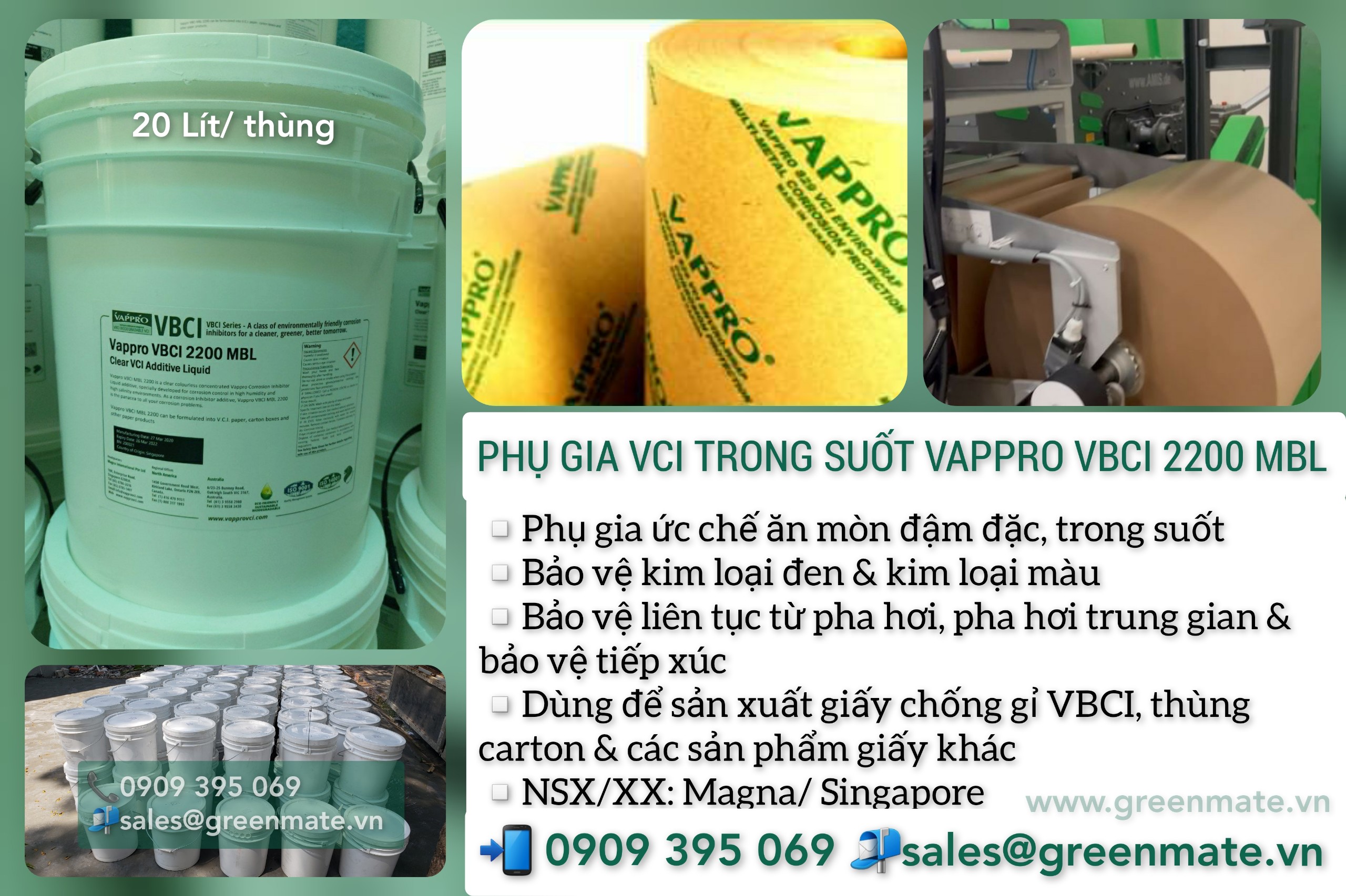 Phụ gia ức sản xuất giấy VAPPRO VBCI-2200 MBL